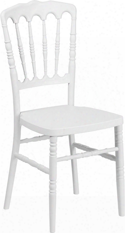 Hercules Collection Le-l-mon-wh-gg 36" Stacking Napoleon Chair With Chiavari Seating Waterproof Design Uv Treated And Virgin Polypropylene Material In White