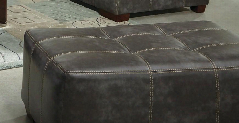 Hudson Collection 4396-10-1152-78/1252-78 43" Ottoman With Tufted Top Luggage Stitching And Faux Leather Upholstery In
