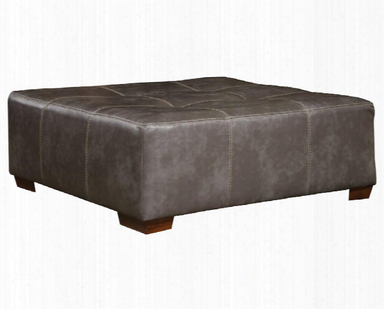 Hudson Collection 4396-28-1152-78/1252-78 51" Cocktail Ottoman With Tufted Top Luggage Stitching And Faux Leather Upholstery In