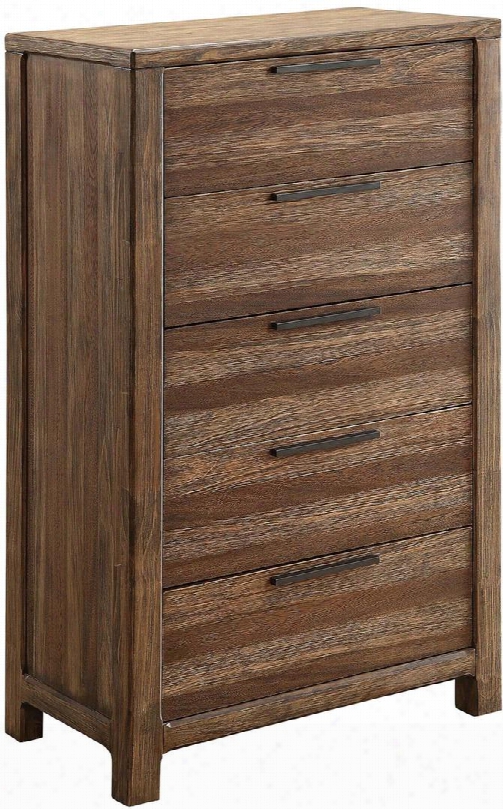 Hutchinson Collection Cm7576c 32" Chest With 5 Drawers Metal Handles Felt-lined Top Drawers Solid Wood And Wood Veneers Construction In Rustic Natural Tone