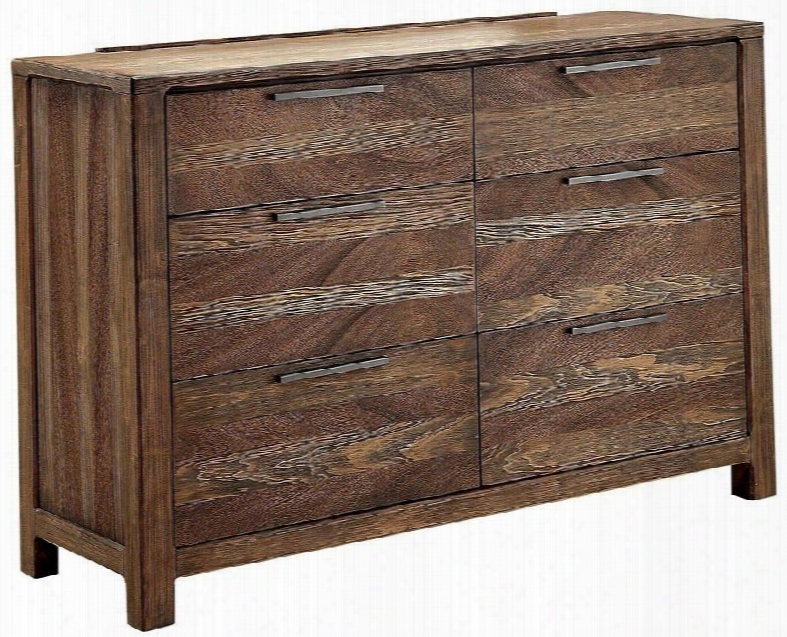 Hutchinson Collection Cm7576d 56" Dresser With 6  Drawers Metal Handles Felt-lined Top Drawers Solid Wood And Wood Veneers Construction In Rustic Natural