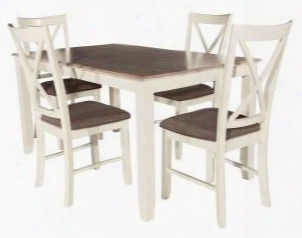 Jane Collection 15d8153 30" 5pc Dining Set With One Rectangular Table And Four Chairs In White