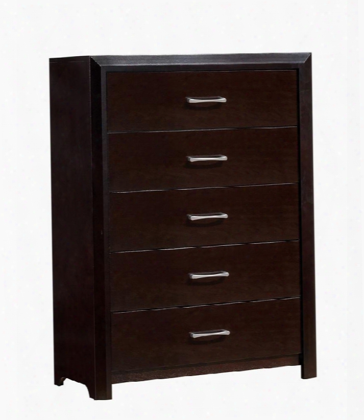 Janine Collection Cm7868c 35" Chest With 5 Drawers And Decorative Silver Bar Pulls In