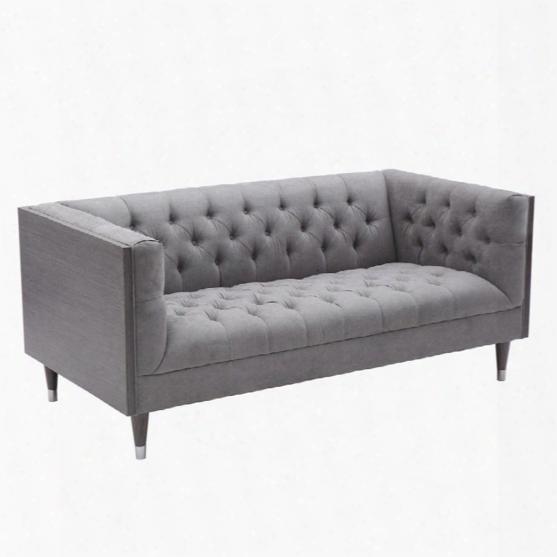 Lcbe2mi Bellagio Loveseat In Grey Wash Wood Finish With Shiny Silver Legs Caps And Mist