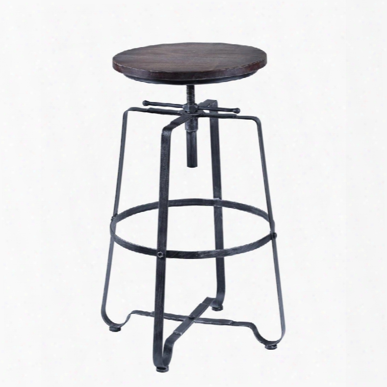 Lcbrstsbpi Bronx Adjustable Bbarstool In Industrial Grey Steel Finish And Pine Wood