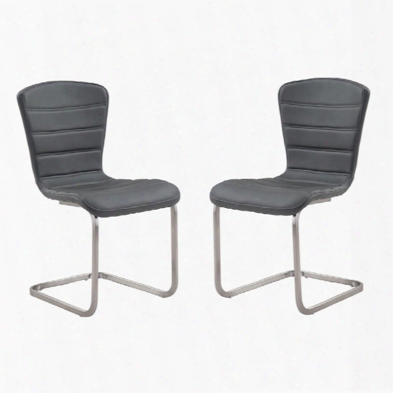 Lccasigr Cameo Modern Side Chair In Gray And Stainless Steel - Set Of