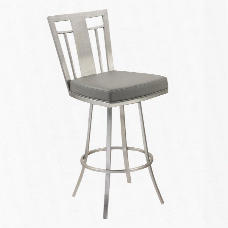 Lccl30swbagrb201 Cleo 30" Modern Swivel Barstool In Gray And Stainless