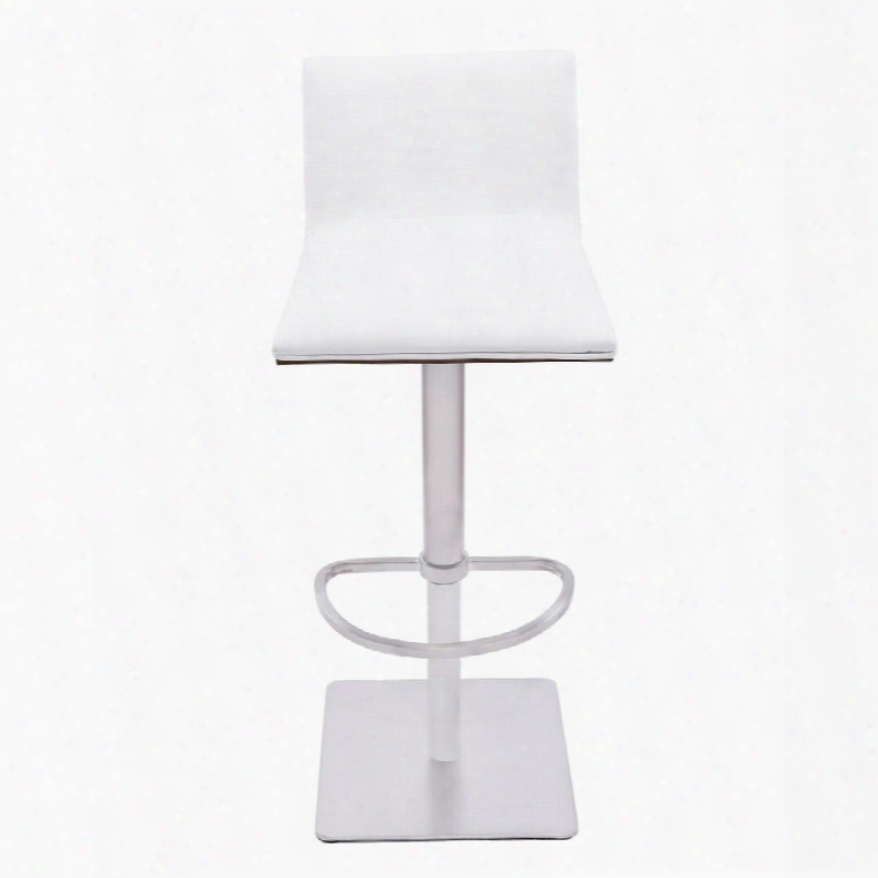 Lccrbawh Crystal Barstool In Brushed Stainless Steel Finish With White Pu And Walnut