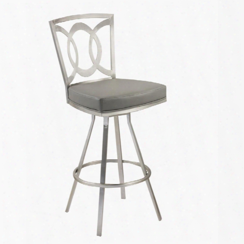 Lcdr30swbagrb201 Drake 30" Contemporary Swivel Barstool In Gray And Stainless