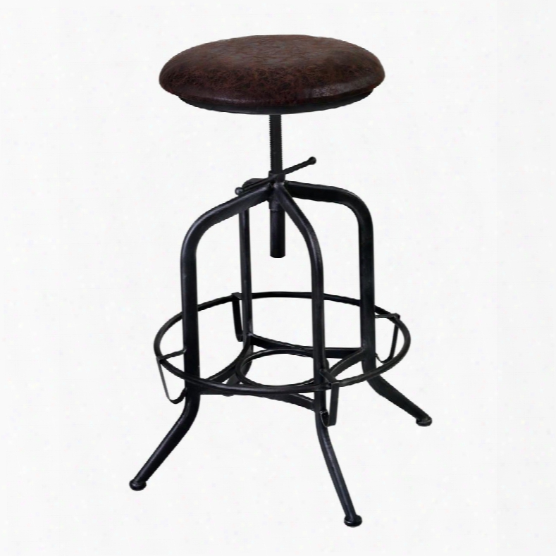 Lcelstsbr Elena Adjustable Barstool In Industrial Grey Finish With Brown Fabric