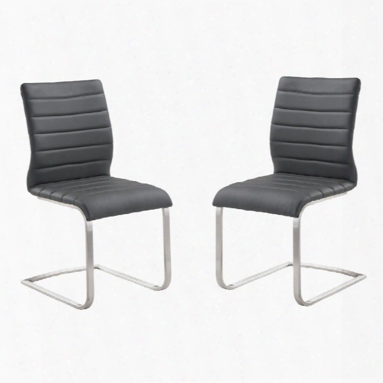 Lcfusigr Fusion Contemporary Side Chair In Gray And Stainless Steel - Set Of