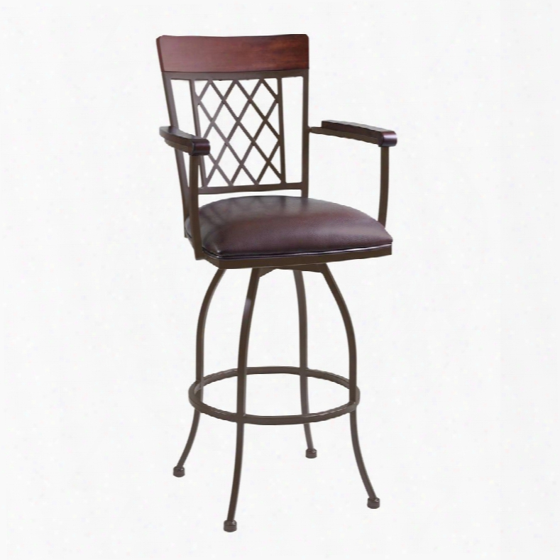 Lcna26arbabr Napa 26" Counter Height Arm Barstool In Auburn Bay Finish With Brown