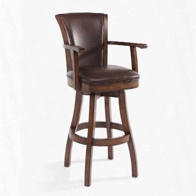 Lcrabaarkach30 Raleigh Arm 30" Bar Height Swivel Wood Barstool In Chestnut Finish And Kahlua