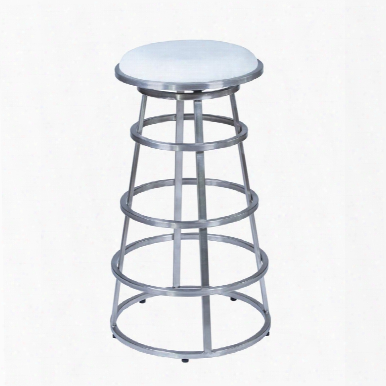 Lcri26bawhbs Ringo 26" Counter Height Metal Barstool In Brushed Stainless Steel Finish With White