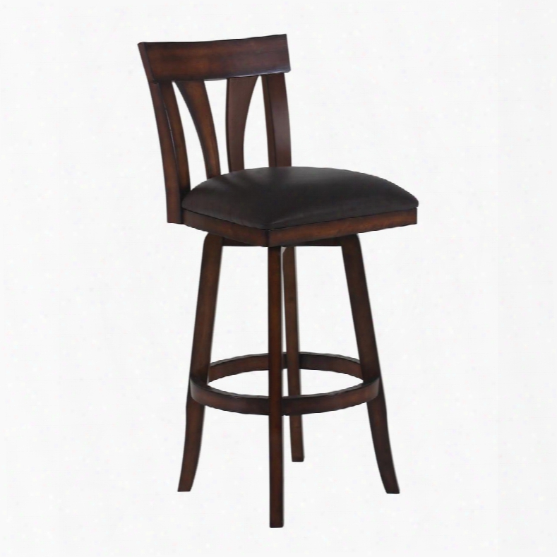 Lcsapebr30 Salem 30" Bar Height Swivel Wood Barstool In Pecan Finish And Brown