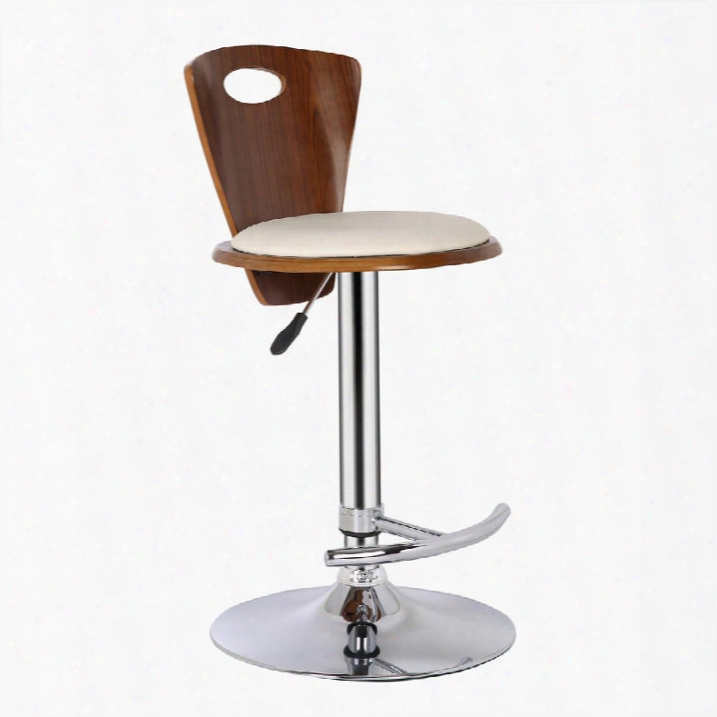 Lcsebacrwa Seattle Barstool In Chrome Finish With Cream Pu And Walnut