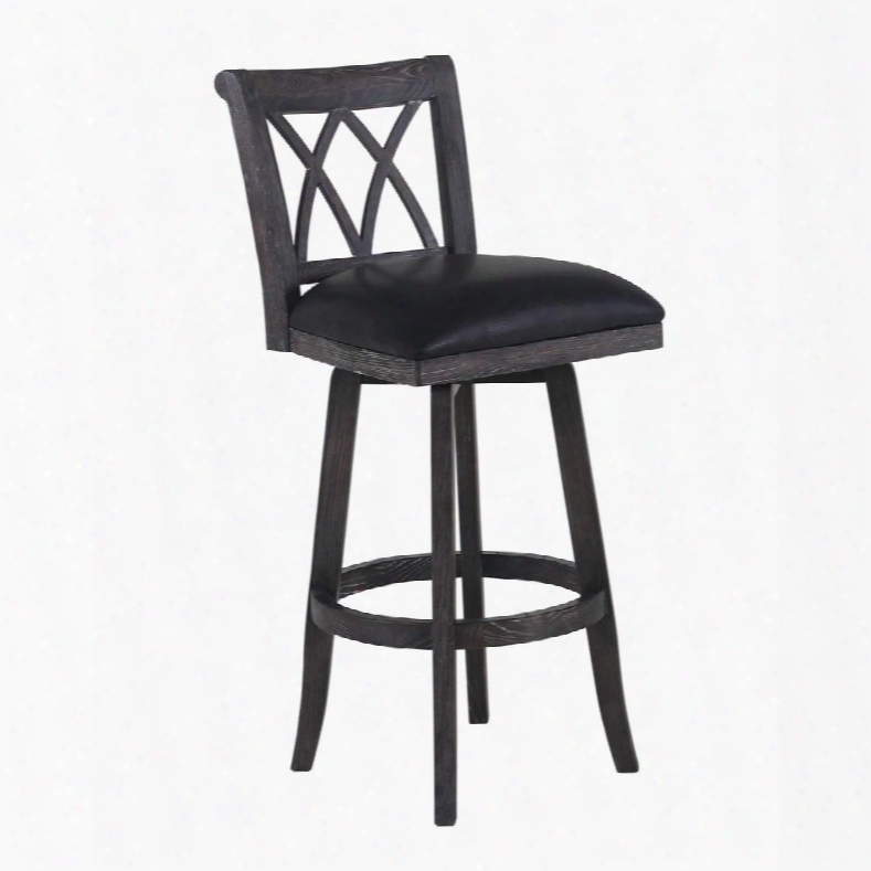 Lcsoblbl30 Sonoma 30" Bar Height Swivel Wood Barstool In Wire Brushed Black Finish And Black