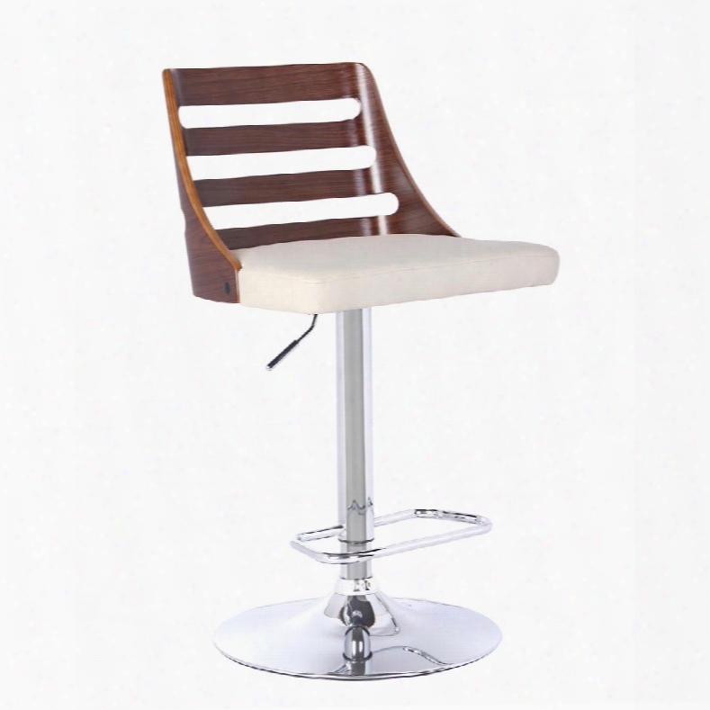 Lcstbawacr Storm Barstool In Chrome Finish With Walnut Wood And Cream