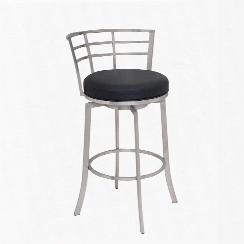 Lcvi30bablk Viper 30" Bar Height Swivel Barstool In Brushed Stainless Steel Finish With Black