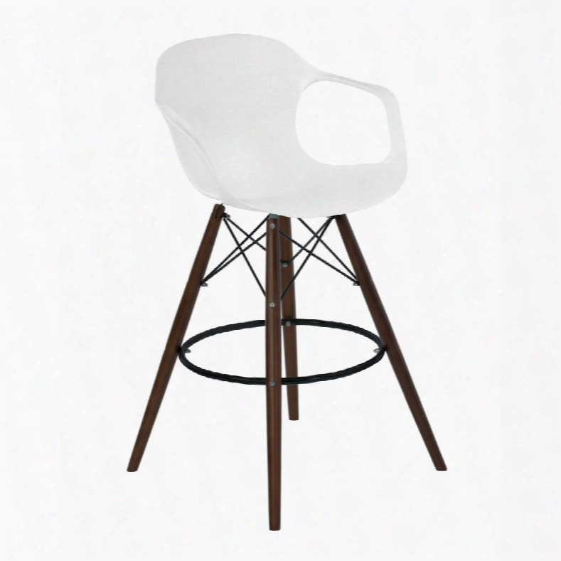 Lcxabawh28 Xavier Arm Barstool In Walnut Wood And Durable Molded Plastic White