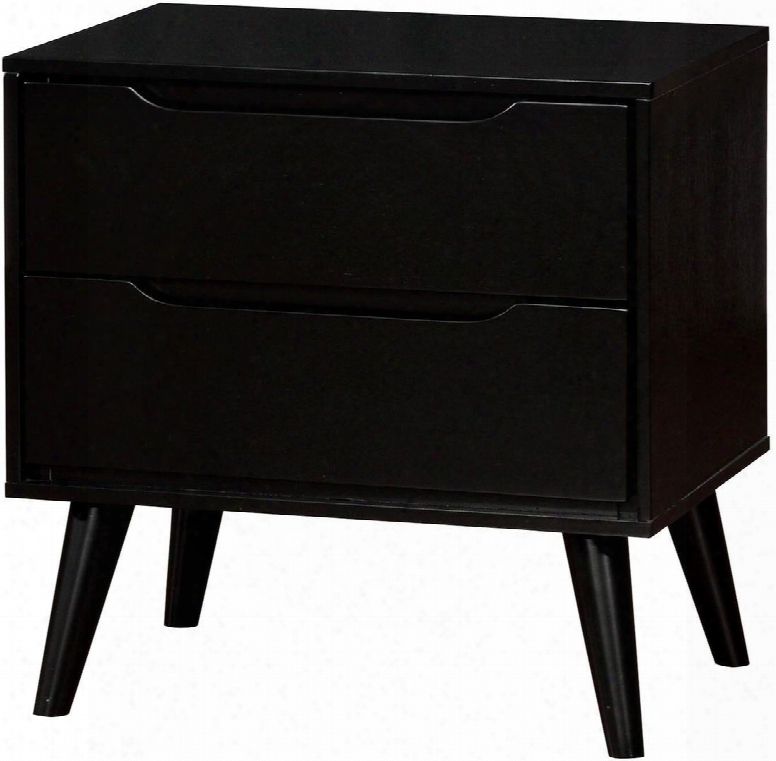 Lennart Ii Collection Cm7386bk-n 23" Nightstand With 2 Drawers Recessed Drawer Handles Mid-century Modern Style Solid Wood And Wood Veneers Construction In