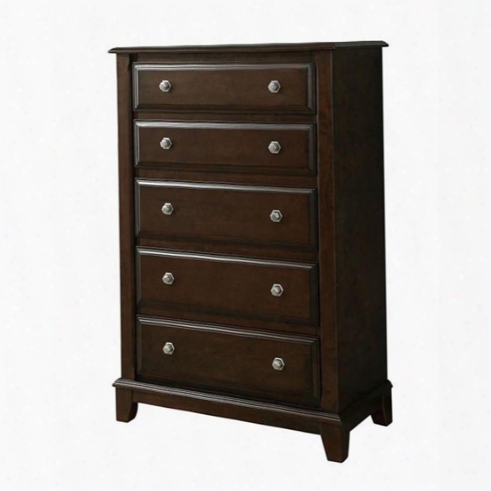 Litchville Collection Cm7383c 39" Chest With 5 English Dovetail Drawers Hexagon Shaped Drawer Pulls Solid Wood And Wood Veneers Construction In Brown Cherry