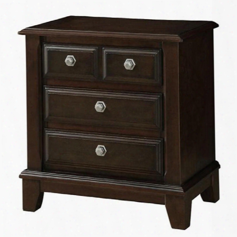 Litchville Collection Cm7383n 28" Nightstand With 3 English Dovetail Drawers Hexagon Shaped Drawer Pulls Solid Wood And Wood Veneers Construction In Brown