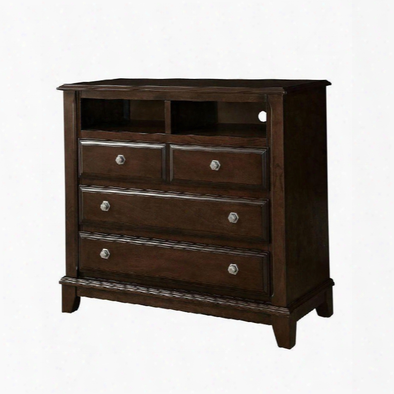 Litchville Collection Cm7383tv 46" Media Chest With 3 English Dovetail Drawers Hexagon Shaped Drawer Pulls Solid Wood And Wood Veneers Construction In Brown