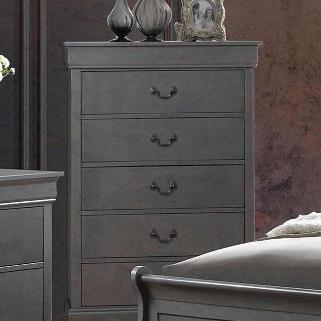 Louis Philippe Iii Collection Cm7866gy-c 32" Chest With 5 Drawers English Dovetail Construction And Antique Drawer Pulls In