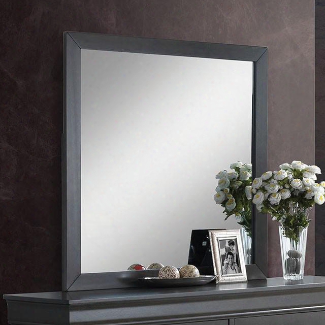 Louis Philippe Iii Collection Cm7866gy-m 38" X 38" Mirror With Square Shape Frame Solid Wood And Wood Veneer Construction In