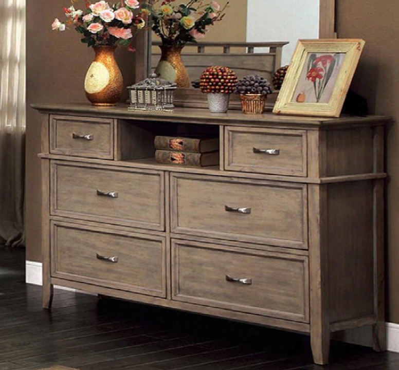 Loxley Cm7351d Dresser With Transitional Style  Full Extension Drawers Felt-lined Top Drawers Solid Wood Wood Veneer And Others In Weathered