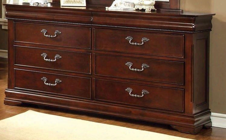 Mandura Collection Cm7260d 63" Dresser With 8 Drawers (hidden Top Drawers) Intricate Accents Solid Wood And Wood Veneers Construction In Cherry