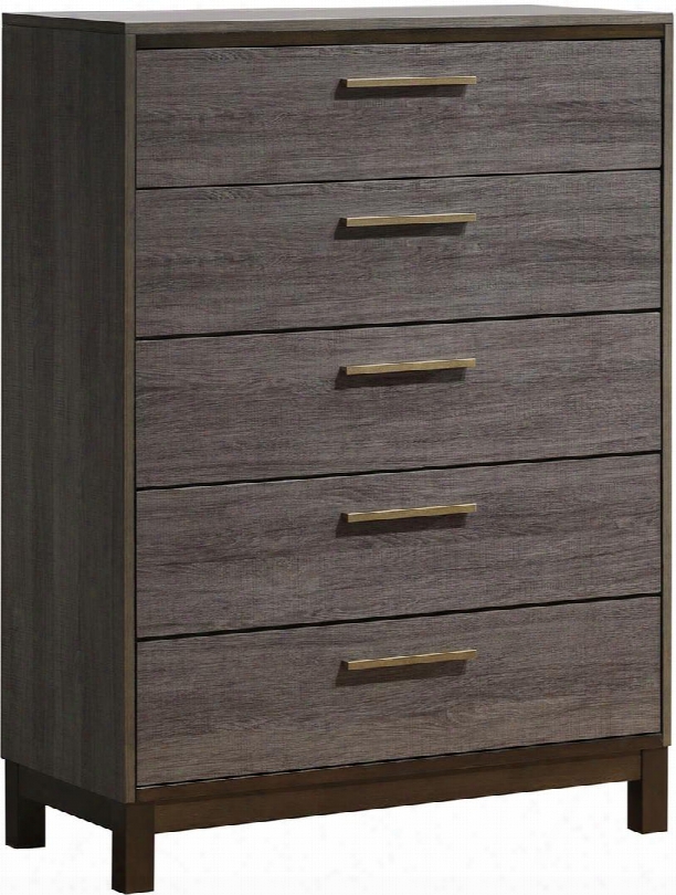 Manvel Collection Cm7867c 33" Chest 5 English Dovetail Drawers Metal Handles Solid Wood And Paper Veneers Cobstruction In Two-tone Antique Grey