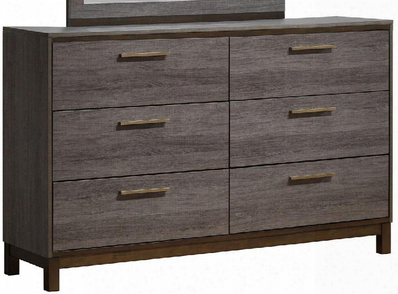 Manvel Collection Cm7867d 59" Dresser With 6 English Dovetail Drawers Metal Handles Solid Wood And Paper Veneers Construction  In Two-tone Antique Grey