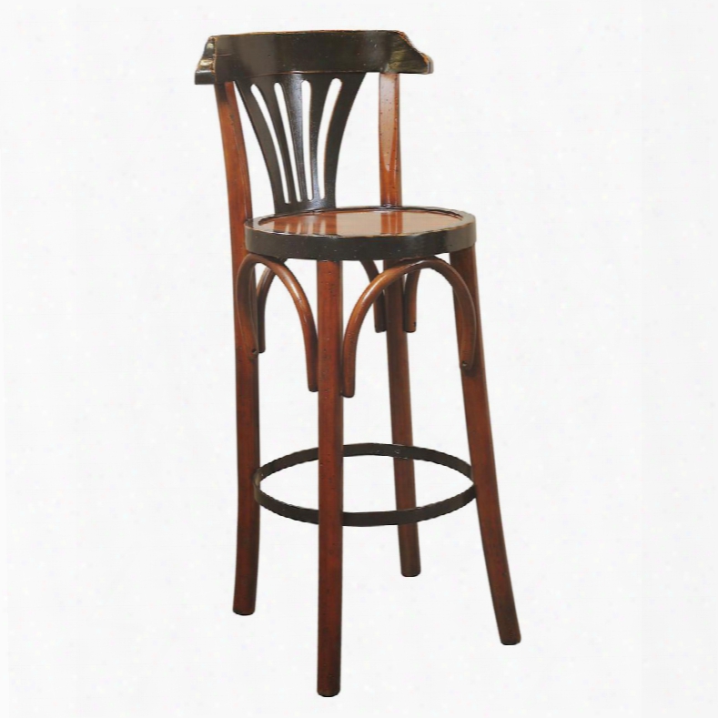 Mf044a Barstool De Luxe 'grand Hotel' Honey With Mdf & Pine Material In Black & Honey Distressed French