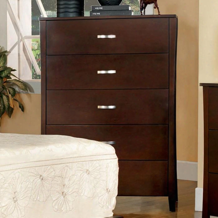 Midland Collection Cm7600c 34" Chest With 5 Drawers Metal Handles Solid Wood And Wood Veneers Construction In Brown Cherry