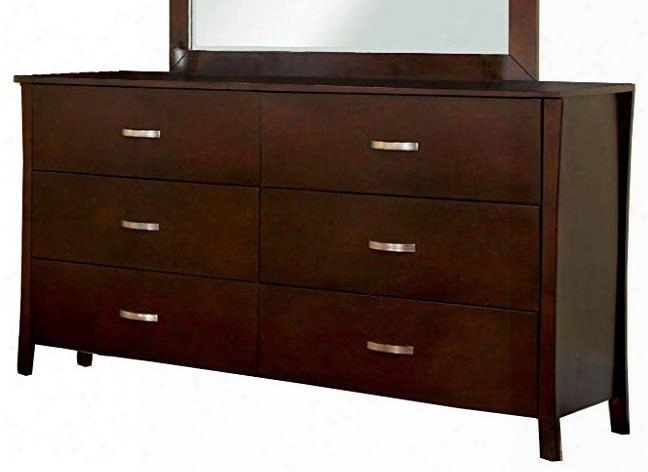 Midland Collection Cm7600d 62" Dresser With 6 Drawers Metal Handles Solid Wood And Wood Veneers Construction In Brown Cherry