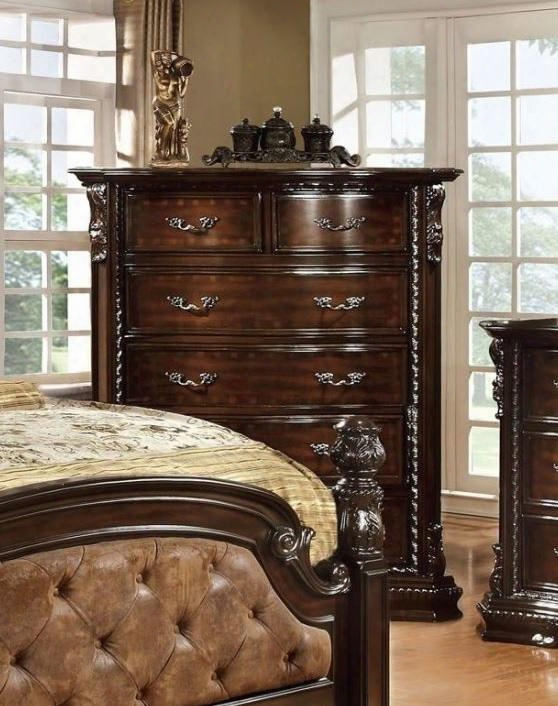 Monte Vista I Collection Cm7267c 41" Chest With 6 Drawers Antique Brass Handles Bracket Feet And Wood Construction In Dark Walnut