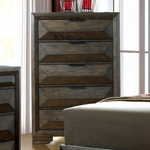 Nikomedes Collection Cm7557c 34" Chest With 5 Drawers English Dovetail Drawer Construction Felt-lined Top Drawer And Wood Veneers Construction In Espresso