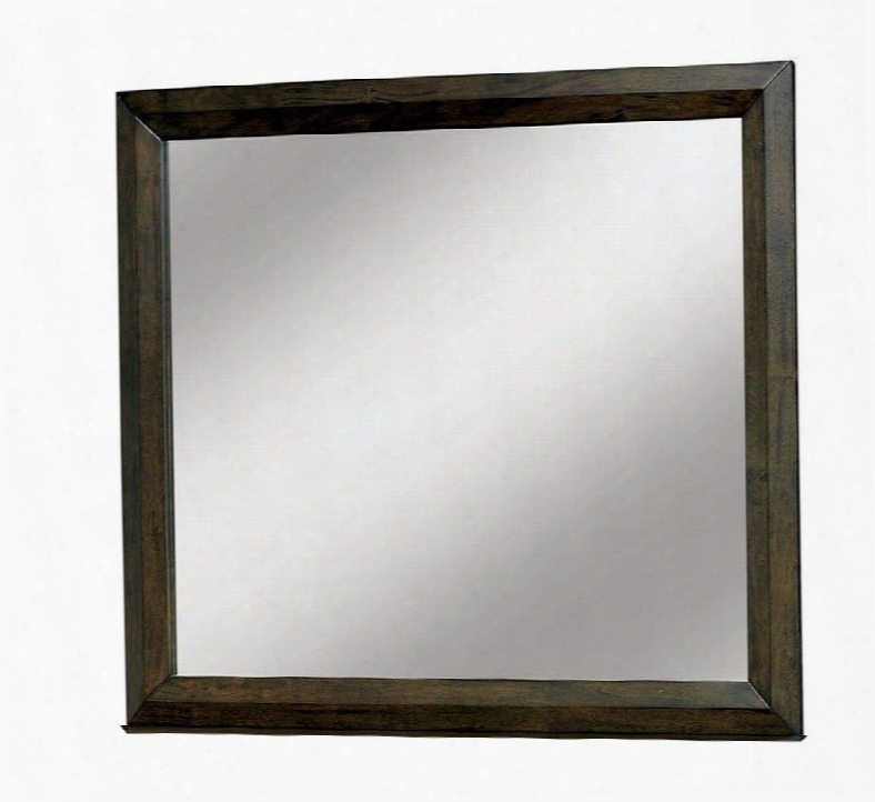 Nikomedes Collection Cm7557m 39" X 34" Mirror With Rectangle Shape Geometric Design And Wood Veneers Frame Construction In Espresso