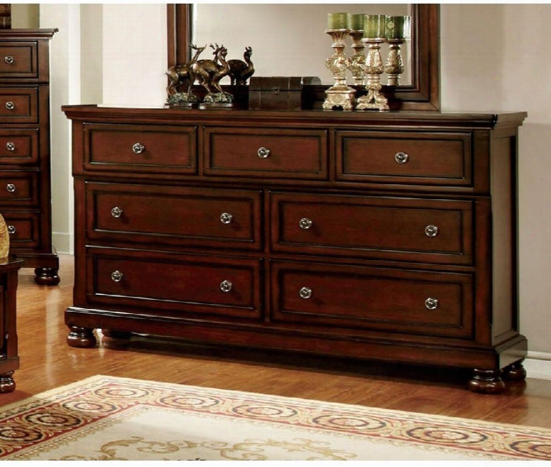 Northville Collection Cm7682d 65" Dresser With 7 Drawers Full Extension Metal Glides Hidden Drawer Solid Wood And Wood Veneers Construction In Dark Cherry