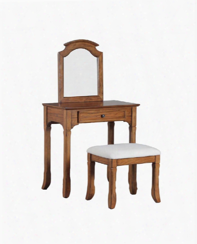 Oakdale Collection 15a7034 30" Vanity With Stool Drawer Arched Mirror And Flared Legs In Warm