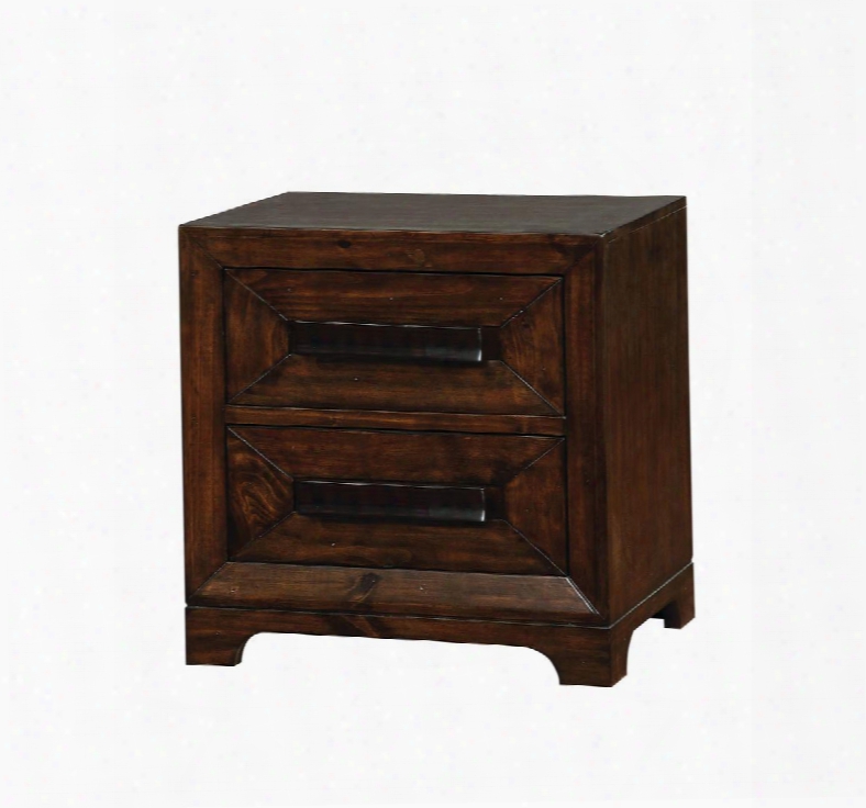 Orlaith Collection Cm7697n 23" Nightstand With 2 Drawers Wooden Bar Handles Recessed Front Panels Solid Wood And Wood Veneers Construction In Walnut