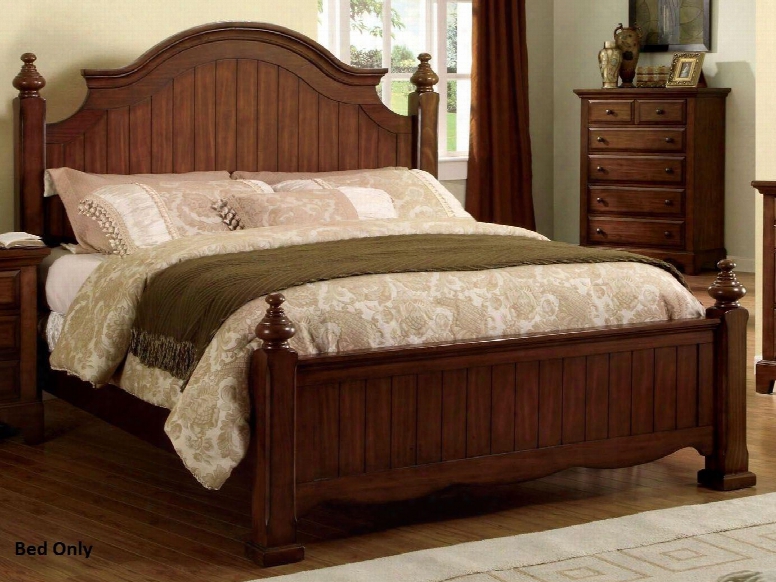 Palm Coast Collection Cm7888q-bed Queen Size Panel Bed With Distressed Style Solid Wood And Wood Veneers Construction In Light Walnut