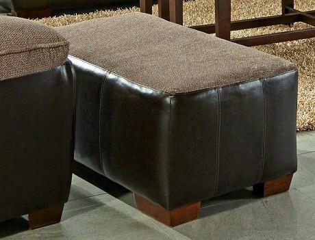 Pinson Collection 4398-10-1622-29/1166-89 43" Ottoman With Fabric Upholstered Top Faux Leather Upholstered Body And Block Feet In Chateau And