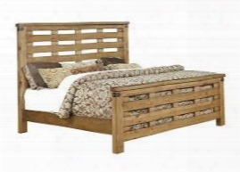 Pioneer Cm7448q-bed Queen Bed With Country Style Slatted Headboard And Footboard In Weathered