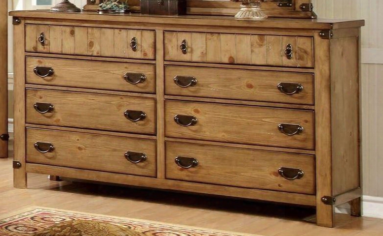 Pioneer Collection Cm7449d 64" Dresser With 8 Drawers Felt-lined Top Drawer Ball Bearing Metal Glides Solid Wood And Wood Veneers Construction In Weathered