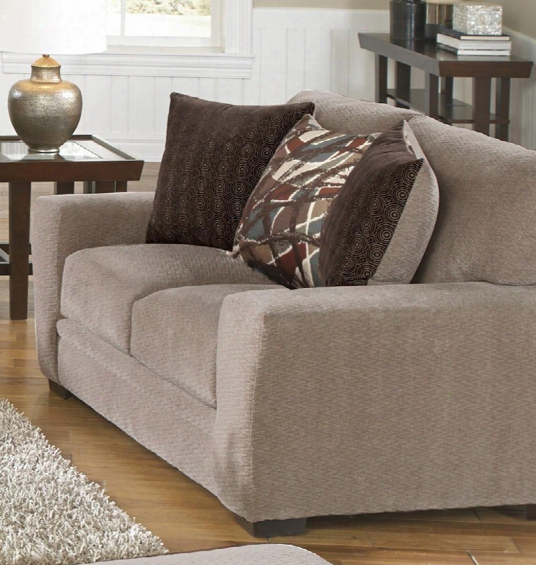 Prescott Collection 4487-02 2801-38/1616-43 69" Loveseat With Mailbox Arm Treatment Reversible Box Seat Cushions And Padded Chenille Fabric Upholstery In