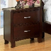 Crest View Collection CM7599N 24" Nightstand with 2 Drawers Replicated Wood Grain Silver Metal Hardware and Solid Wood Construction in Brown Cherry