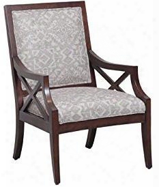 Rambler Collection 15s8175 38" Accent Chair With X-shaped Details Under The Side Arms Squarw Back And Neutral Aztec Print In Dark Brown